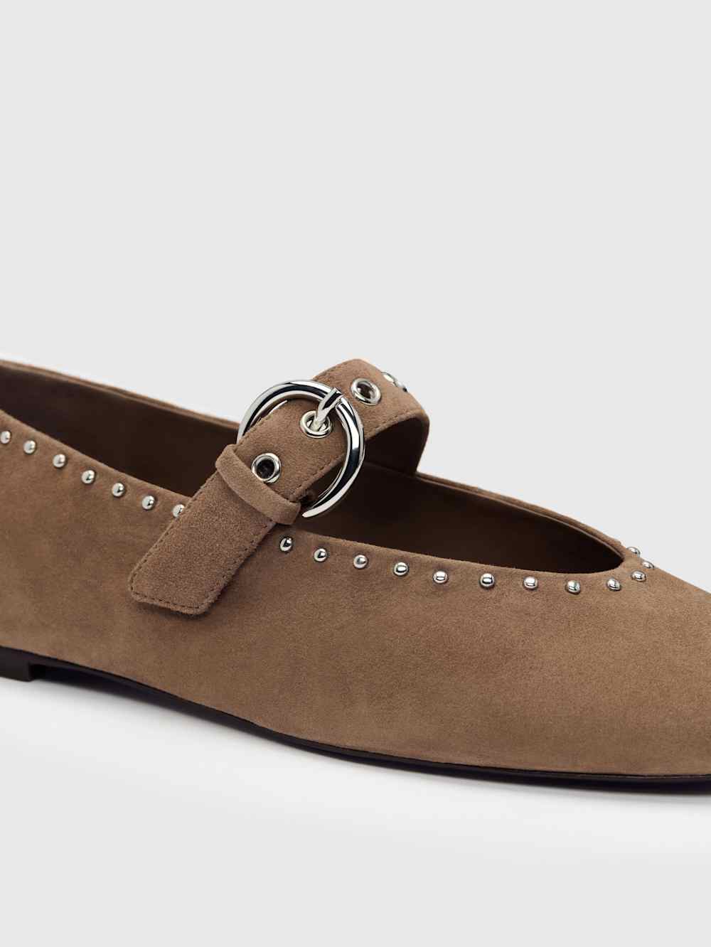 Reformation Bethany Ballet Flat - Farro Suede Studs