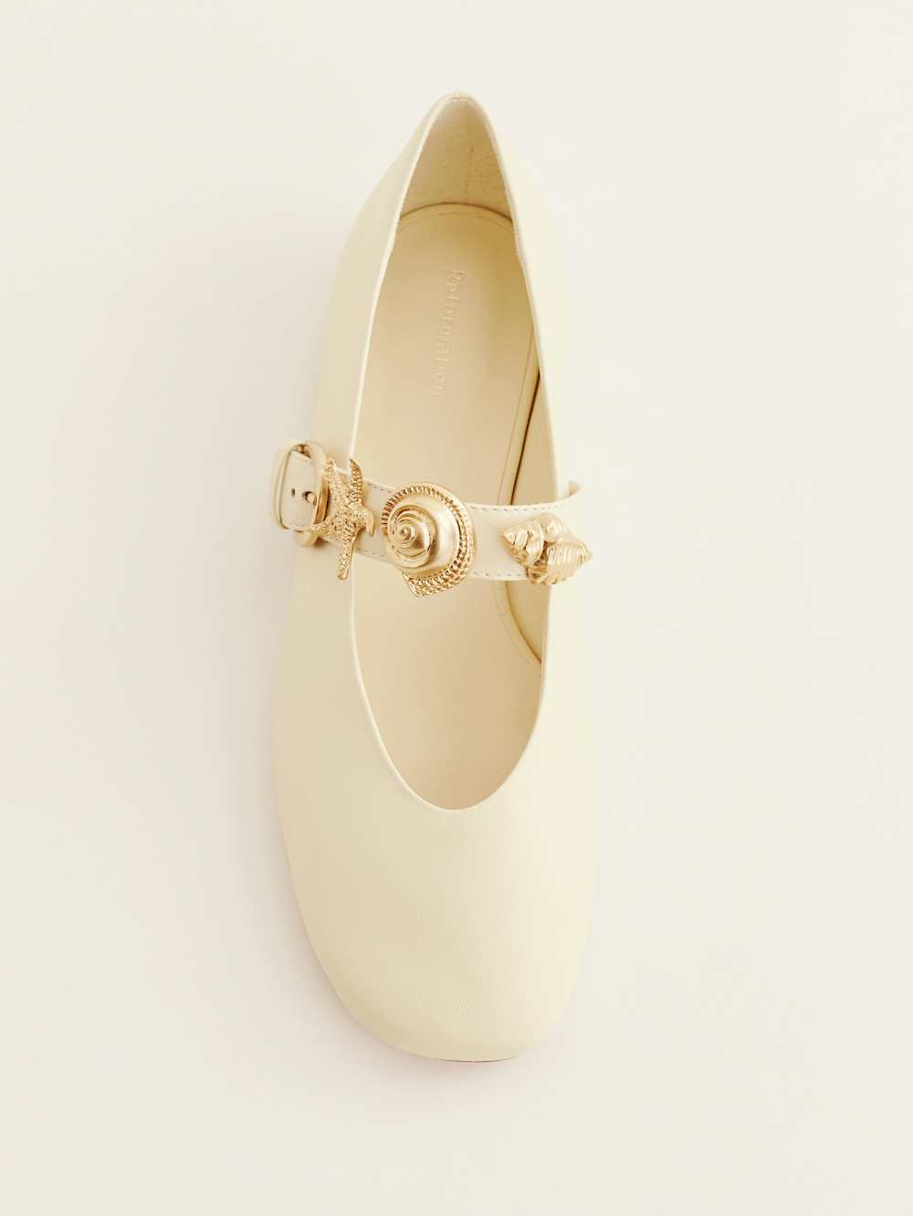 Reformation Bethany Ballet Flat - Cream Puff Shells