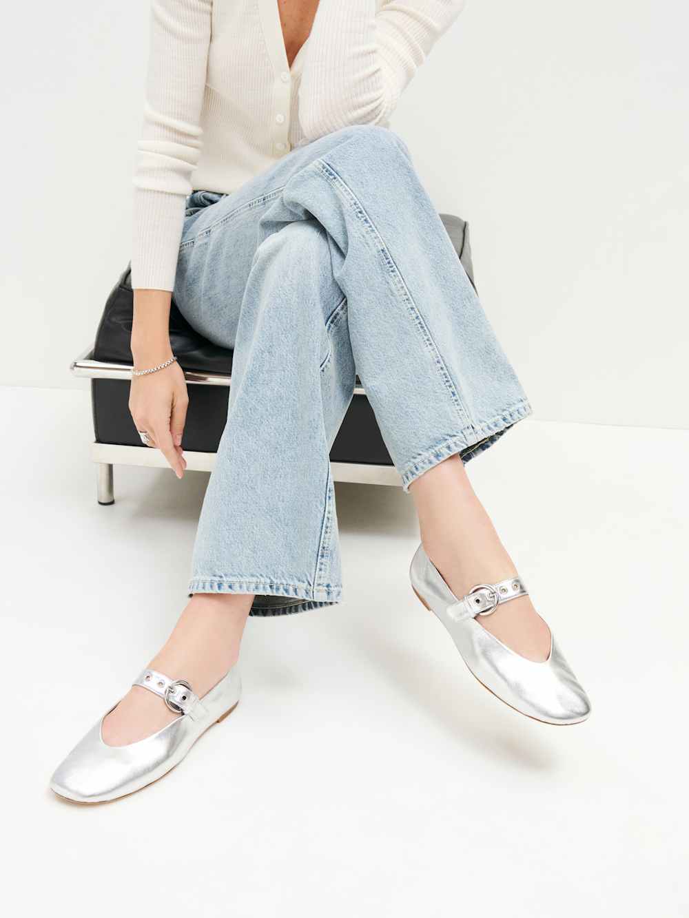Reformation Bethany Ballet Flat - Silver