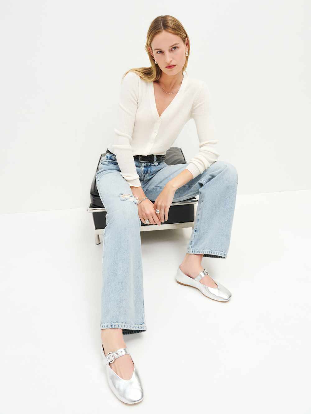 Reformation Bethany Ballet Flat - Silver