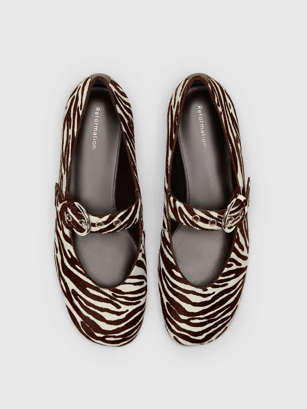 Reformation Bethany Ballet Flat - Zebra Haircalf