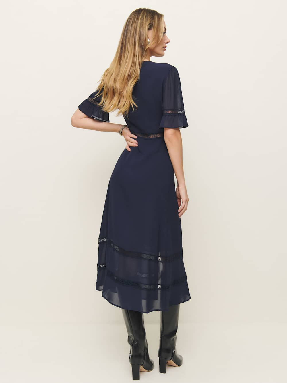 Reformation Woodson Dress - Navy