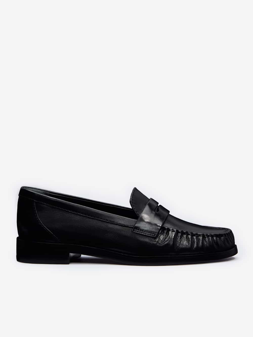 Reformation Ani Ruched Loafer - Black Leather