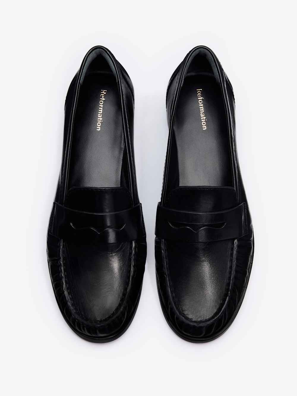 Reformation Ani Ruched Loafer - Black Leather