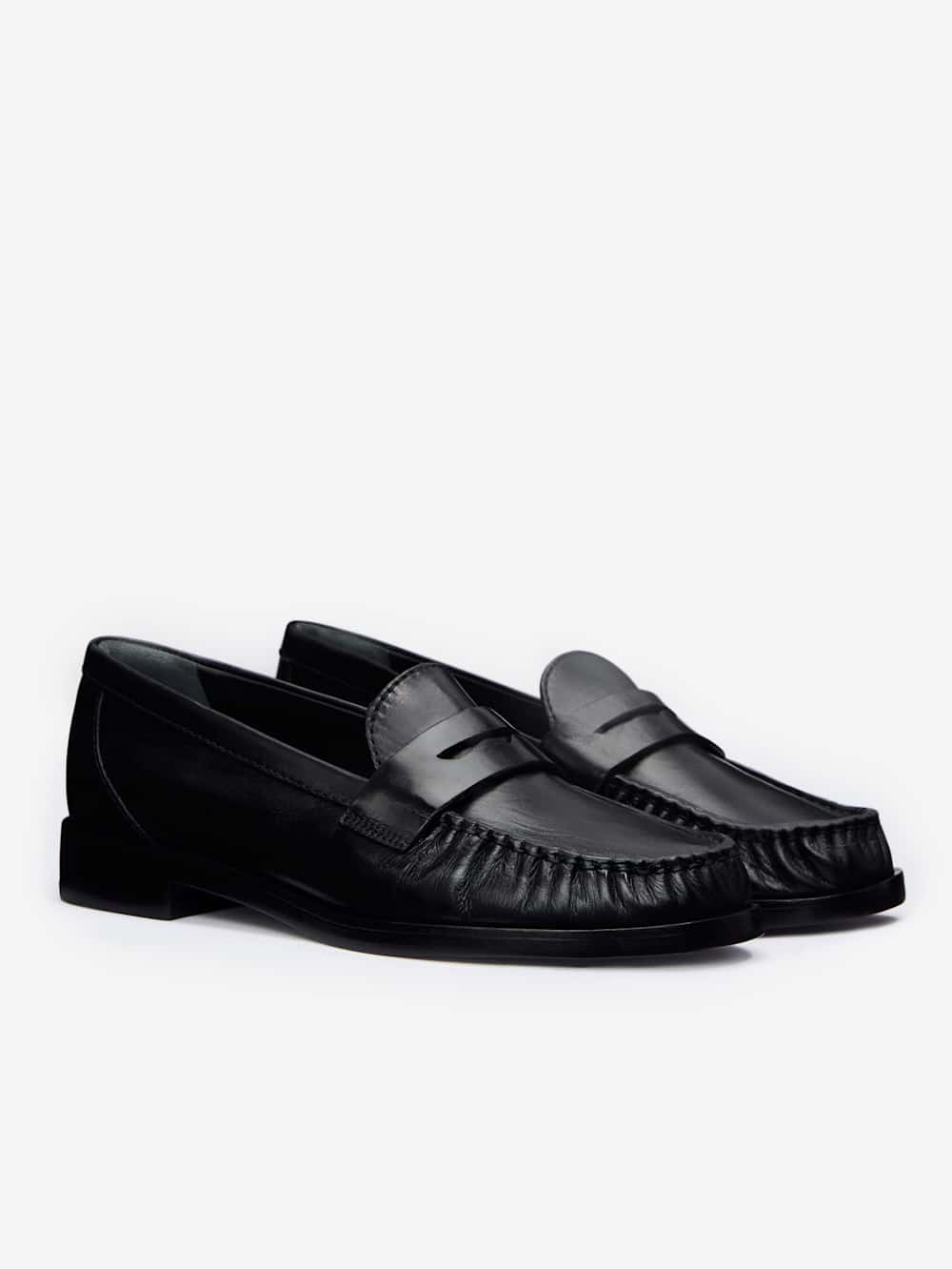 Reformation Ani Ruched Loafer - Black Leather
