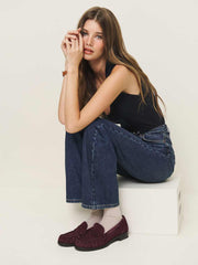Reformation Ani Ruched Loafer - Ruby Suede