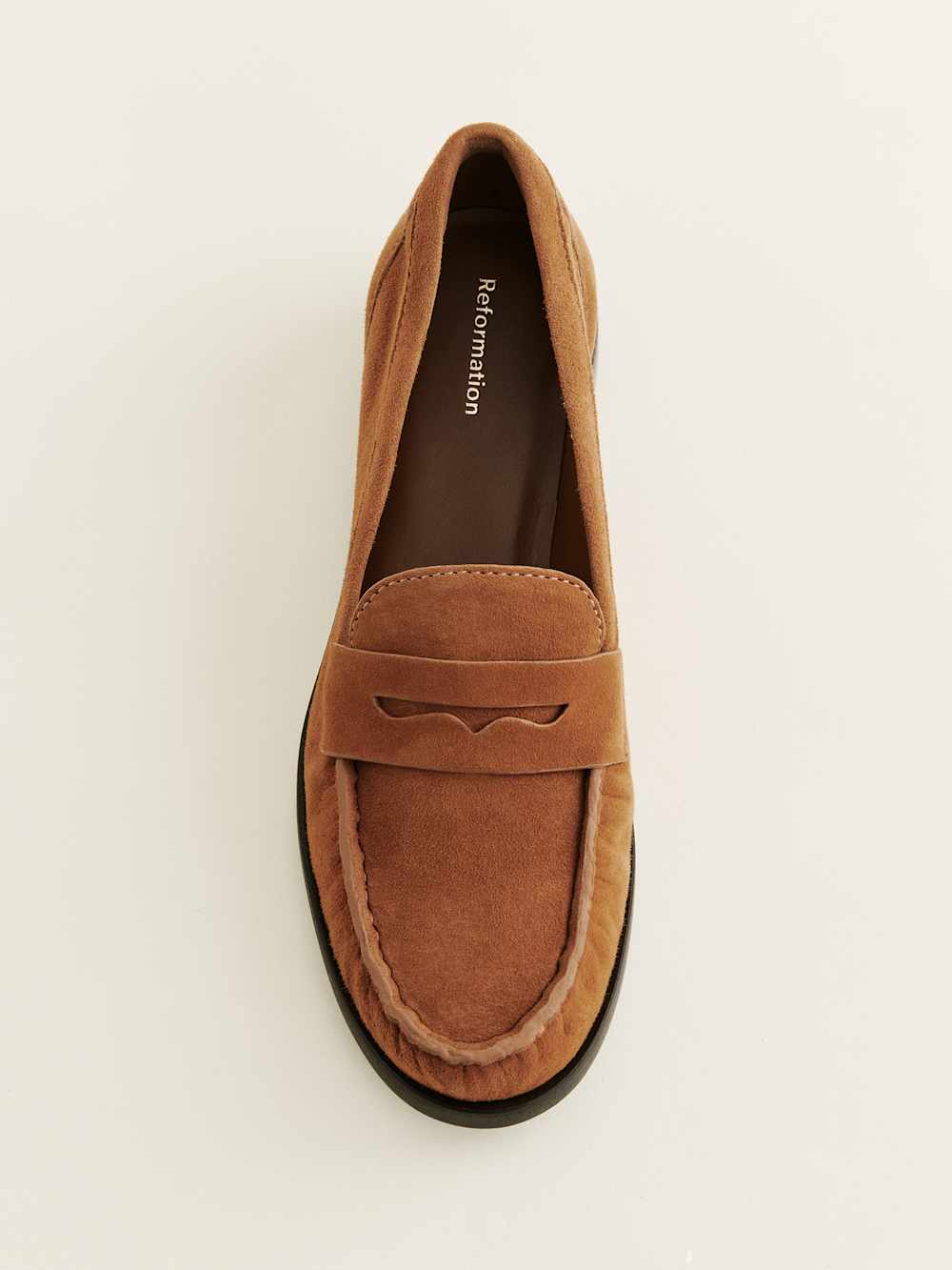 Reformation Ani Ruched Loafer - Rum Suede