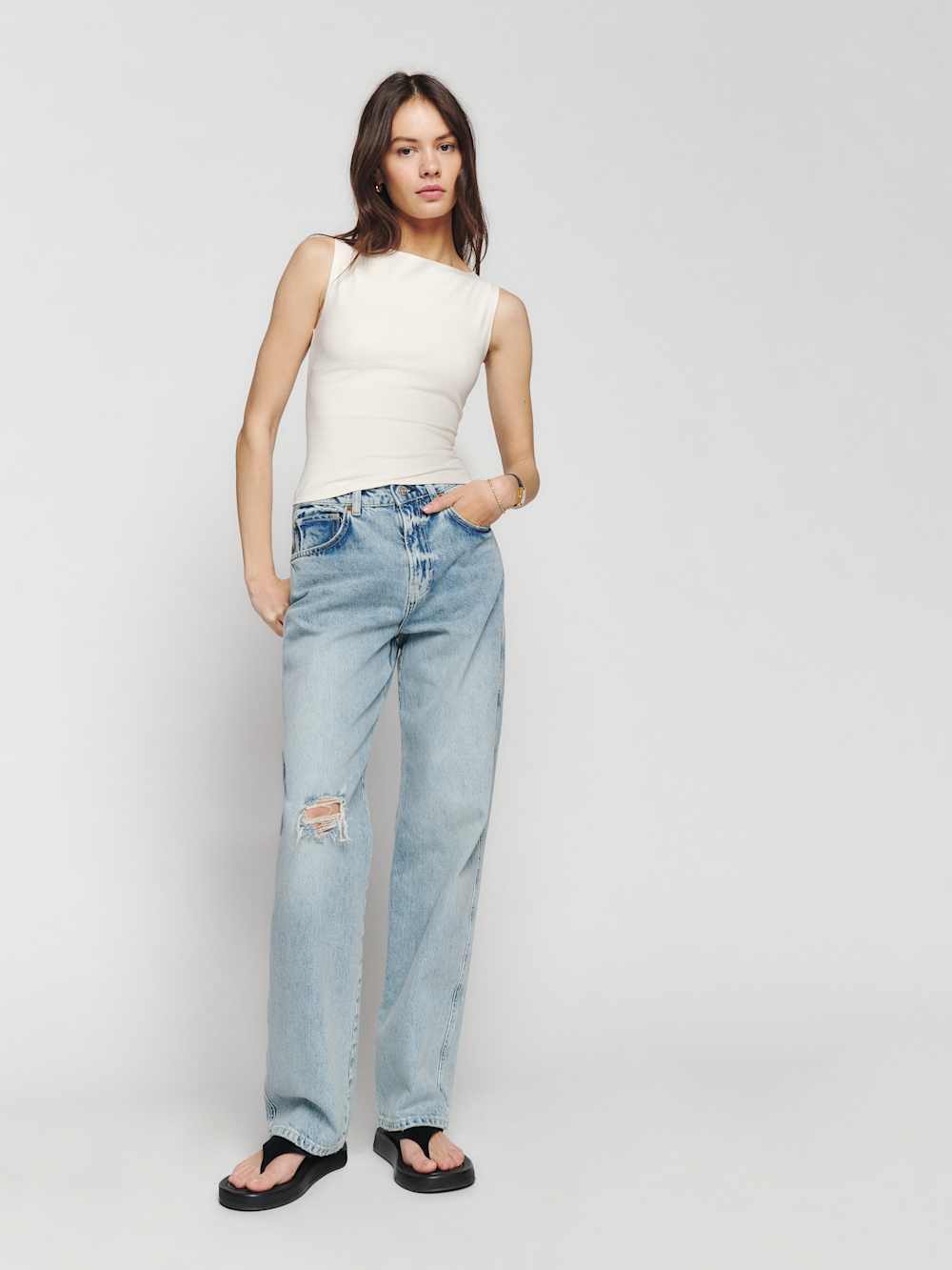 Reformation Dusk Knit Top - Fior Di Latte