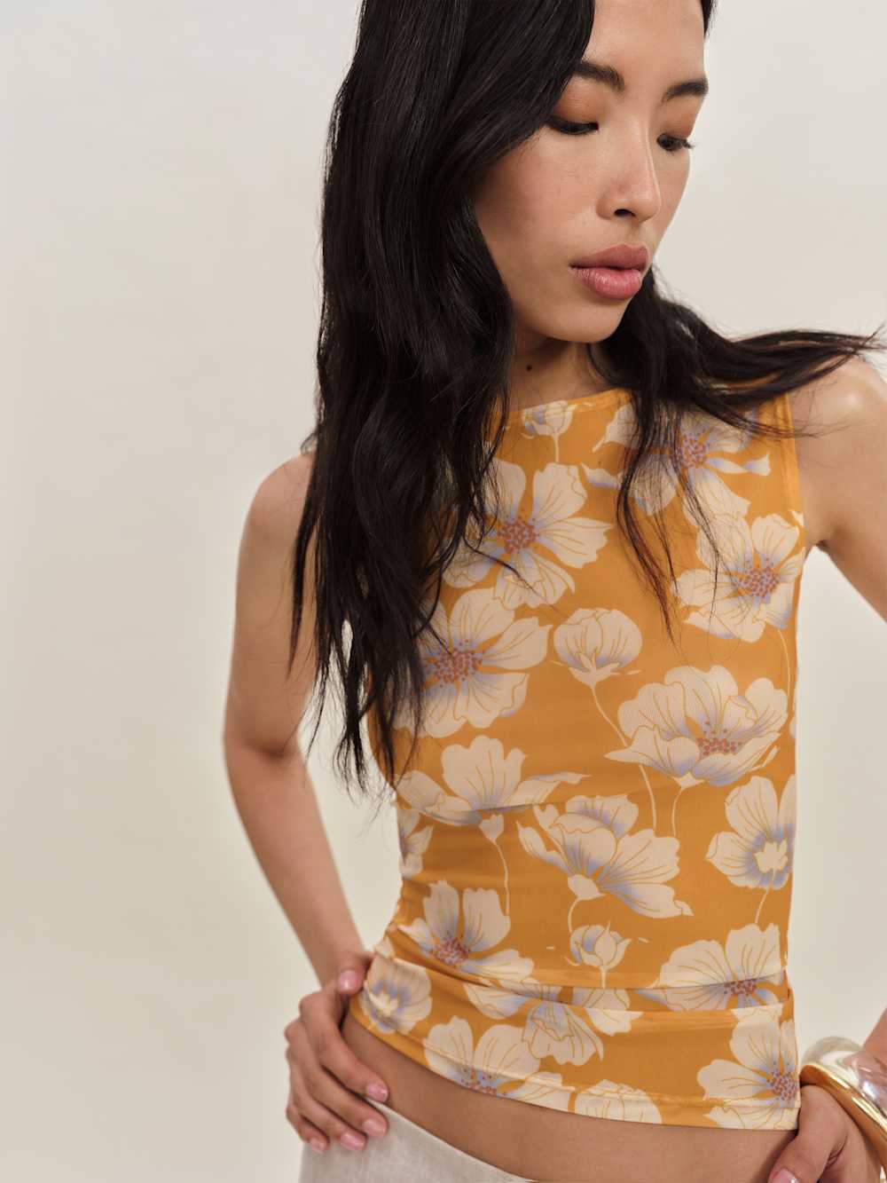 Reformation Dusk Knit Top - Mango