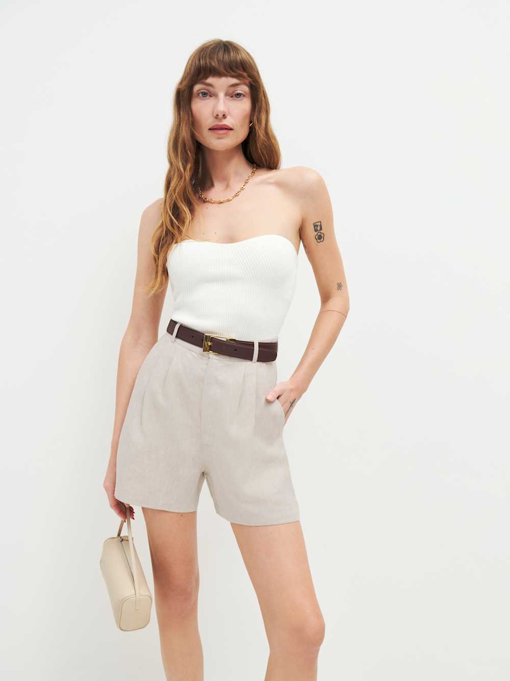 Reformation Mason Linen Short - Oatmeal