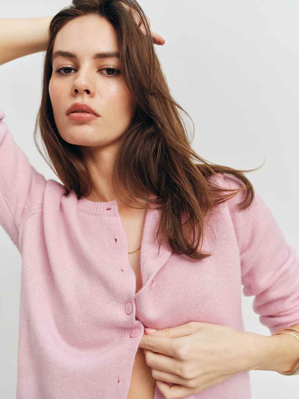 Reformation Clara Cashmere Crew Cardigan - Babygirl
