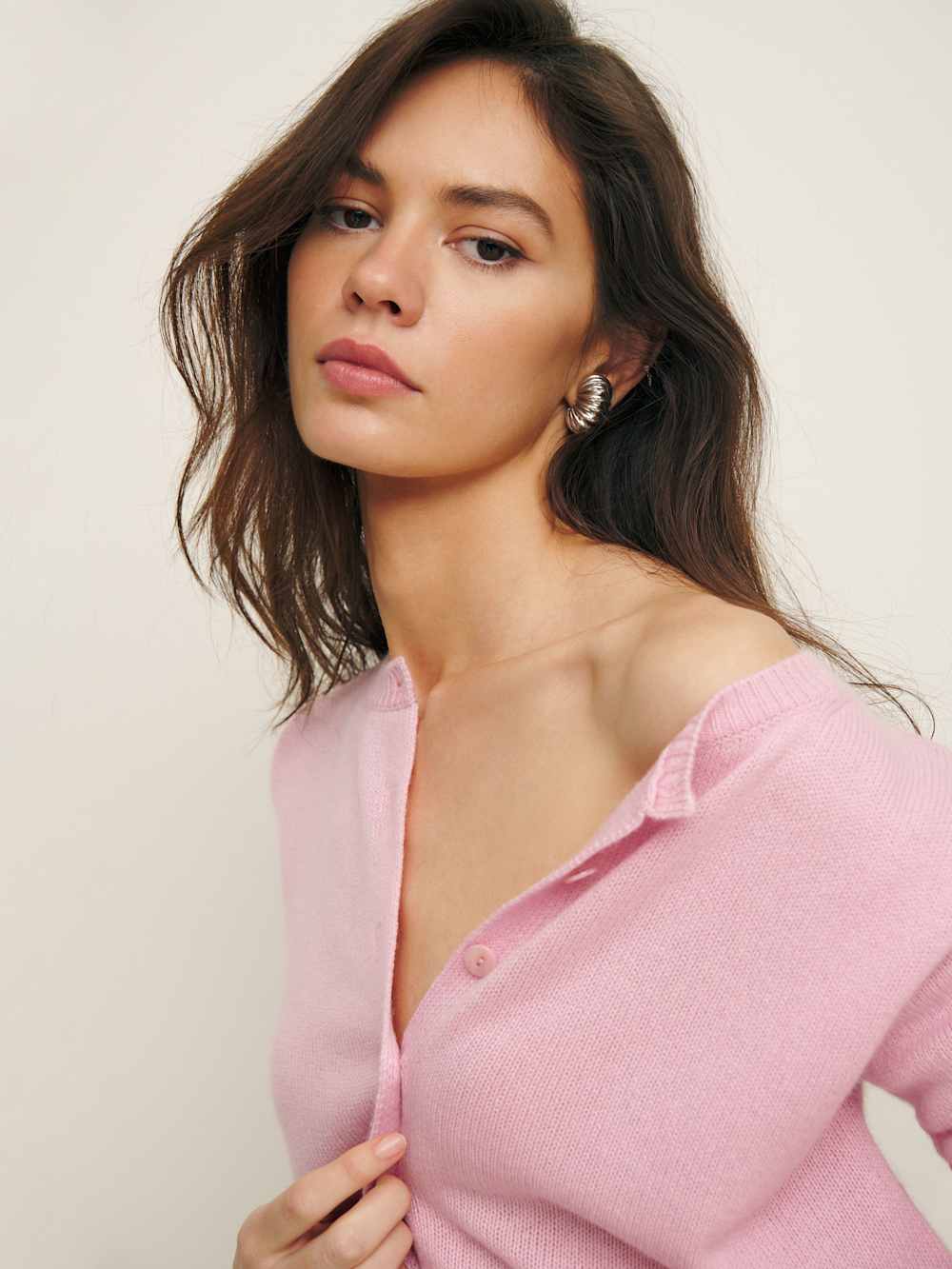 Reformation Clara Cashmere Crew Cardigan - Babygirl