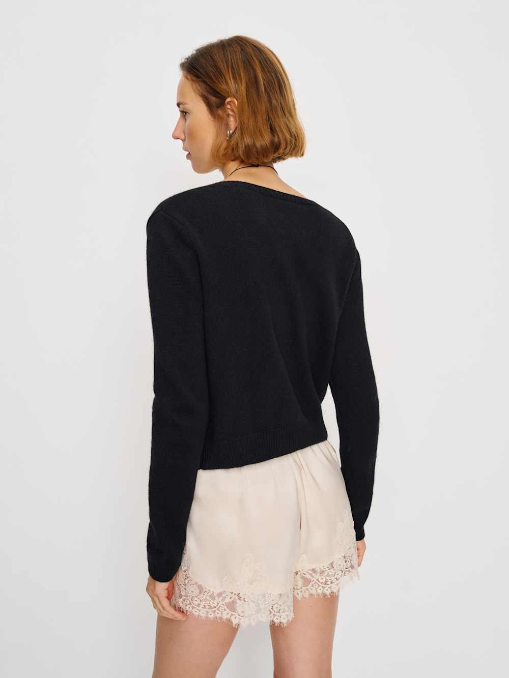 Reformation Clara Cashmere Crew Cardigan - Black
