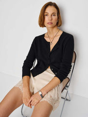 Reformation Clara Cashmere Crew Cardigan - Black