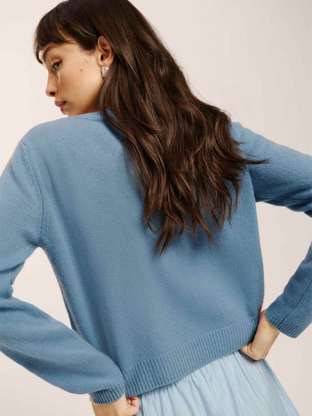 Reformation Clara Cashmere Crew Cardigan - Bluebell