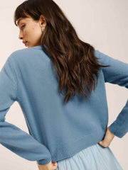 Reformation Clara Cashmere Crew Cardigan - Bluebell