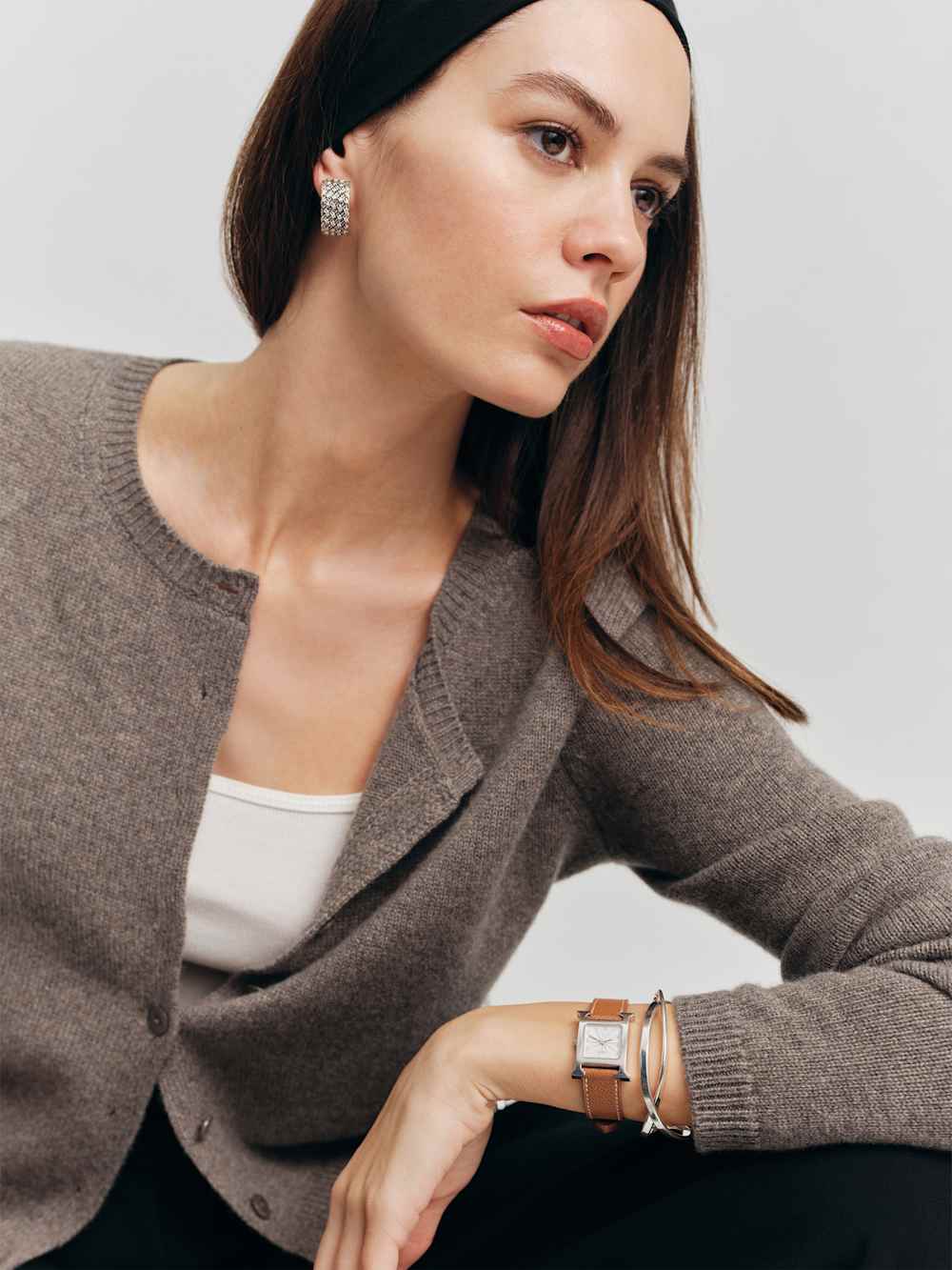 Reformation Clara Cashmere Crew Cardigan - Cocoa