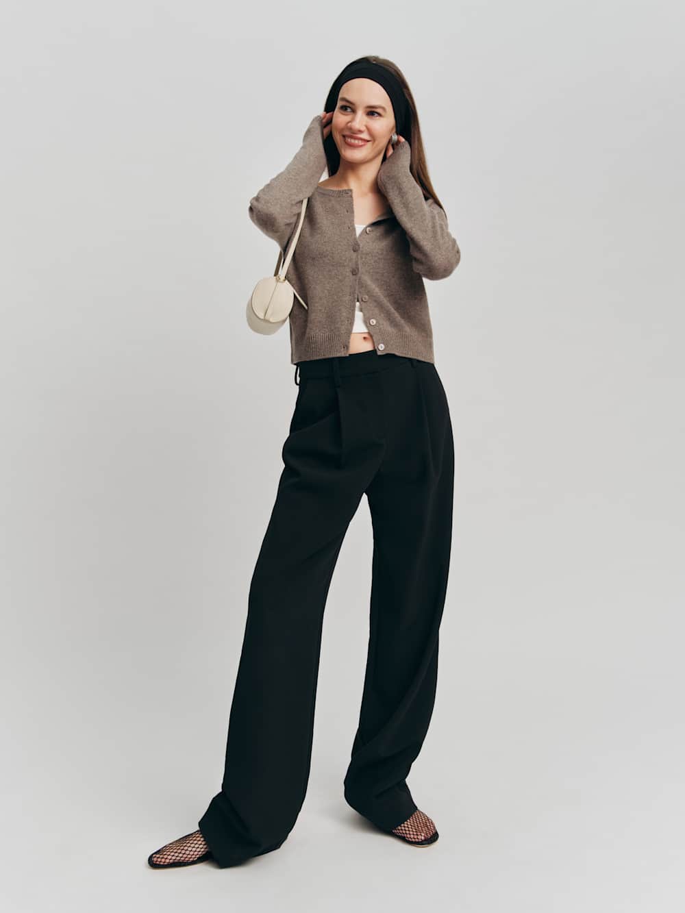 Reformation Clara Cashmere Crew Cardigan - Cocoa
