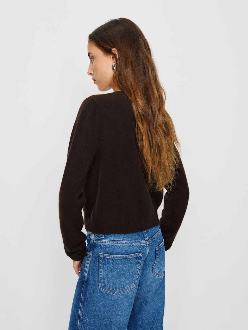 Reformation Clara Cashmere Crew Cardigan - Mole