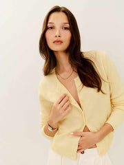 Reformation Clara Cashmere Crew Cardigan - Parmesan
