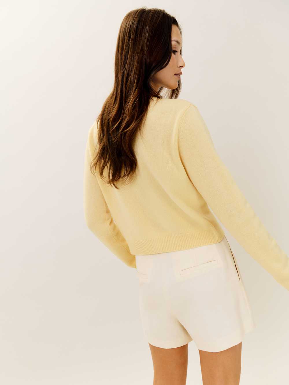 Reformation Clara Cashmere Crew Cardigan - Parmesan