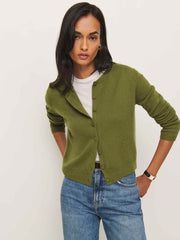 Reformation Clara Cashmere Crew Cardigan - Pear
