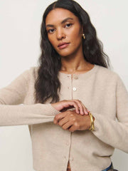 Reformation Clara Cashmere Crew Cardigan - Wheat