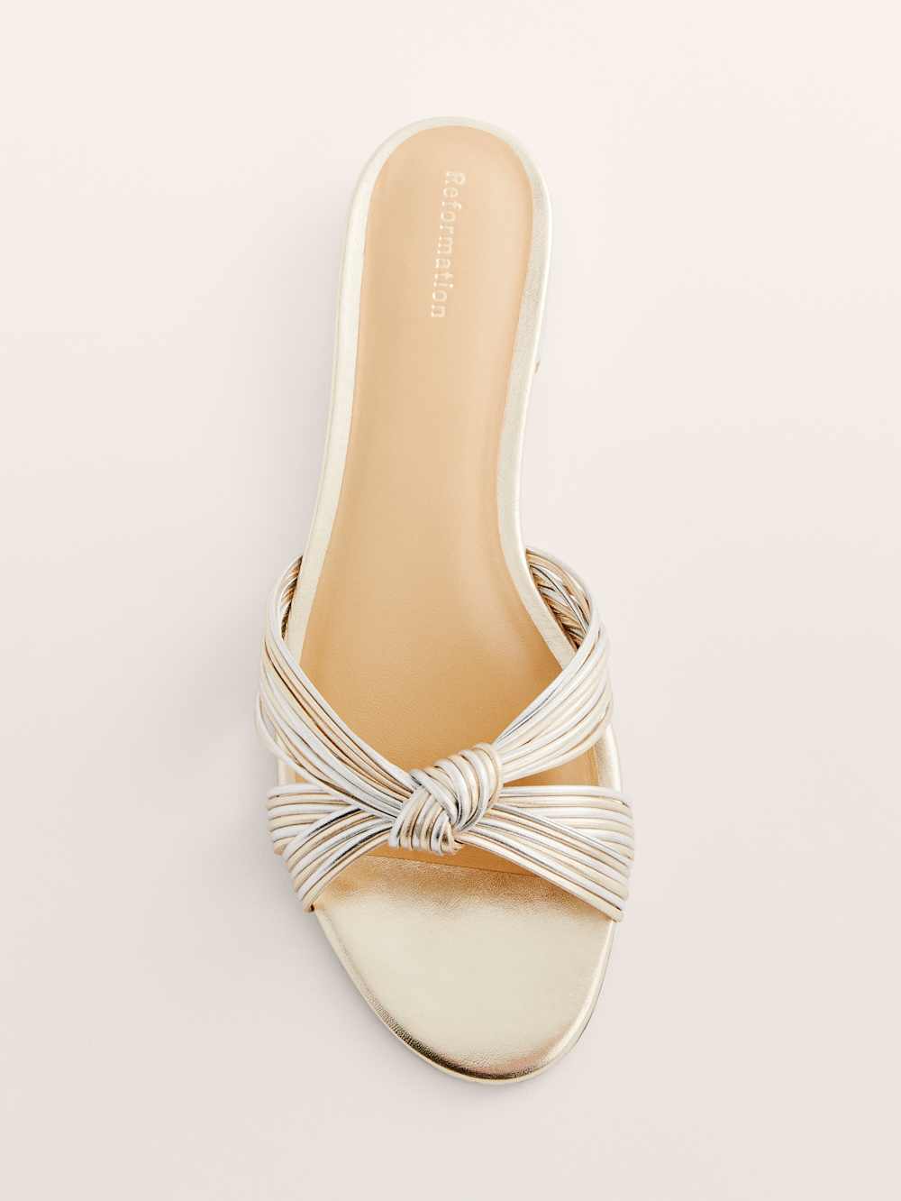 Reformation Peridot Mignon Knot Flat Sandal - Gold Silver