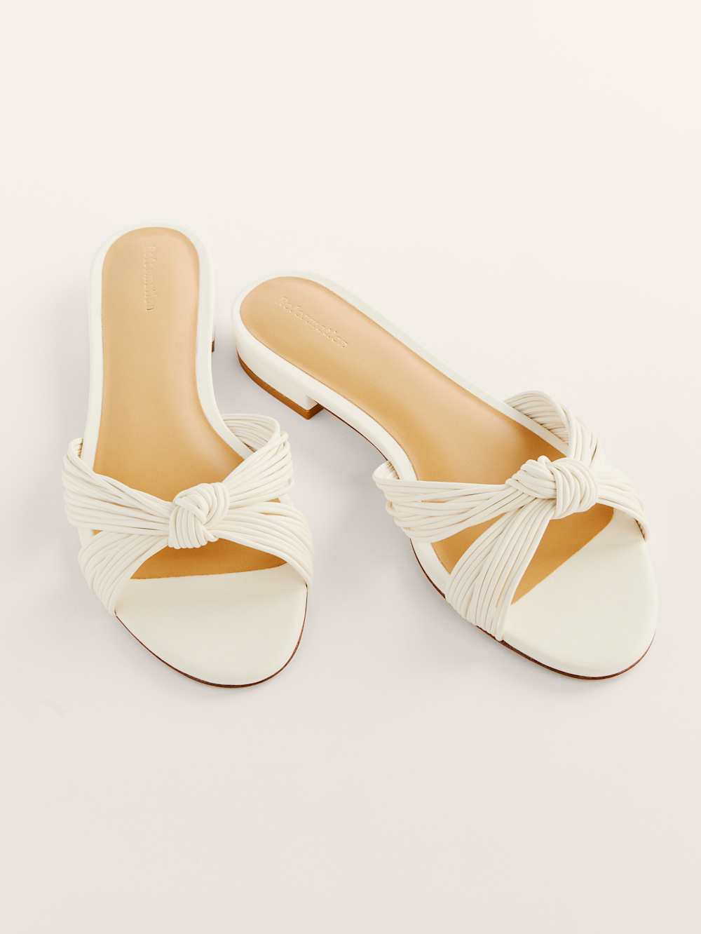 Reformation Peridot Mignon Knot Flat Sandal - White