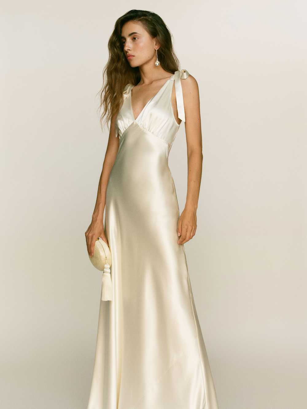 Reformation Pernille Silk Dress - Ivory Bridal Silk