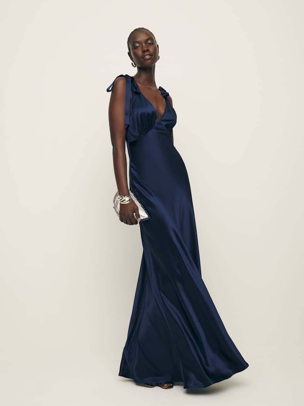 Reformation Pernille Silk Dress - Navy