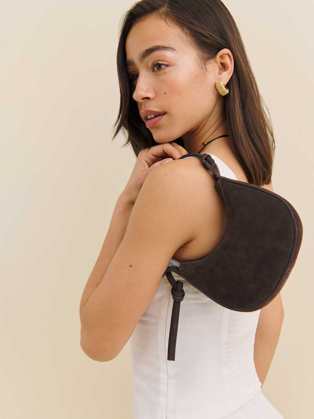 Reformation Mini Rosetta Shoulder Bag - Boss Suede