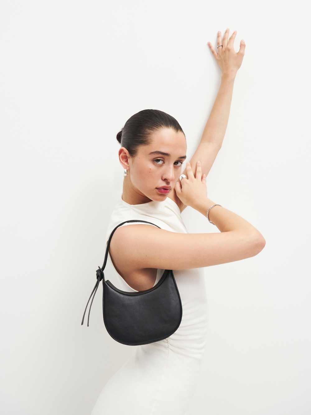 Reformation Mini Rosetta Shoulder Bag - Black Leather