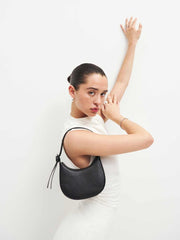 Reformation Mini Rosetta Shoulder Bag - Black Leather