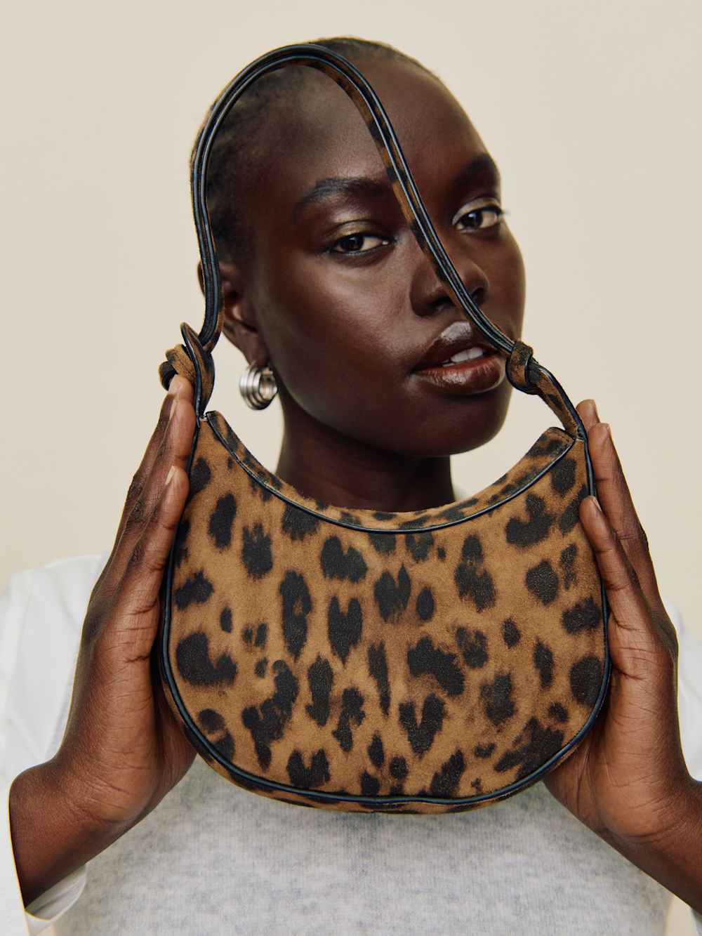 Reformation Mini Rosetta Shoulder Bag - Leopard Suede