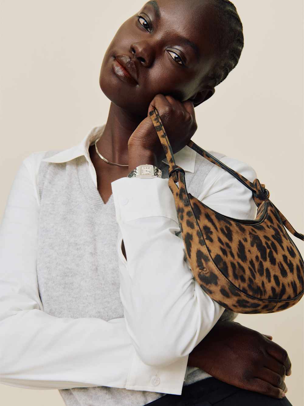 Reformation Mini Rosetta Shoulder Bag - Leopard Suede