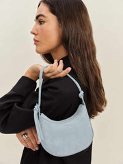 Reformation Mini Rosetta Shoulder Bag - Mist Suede