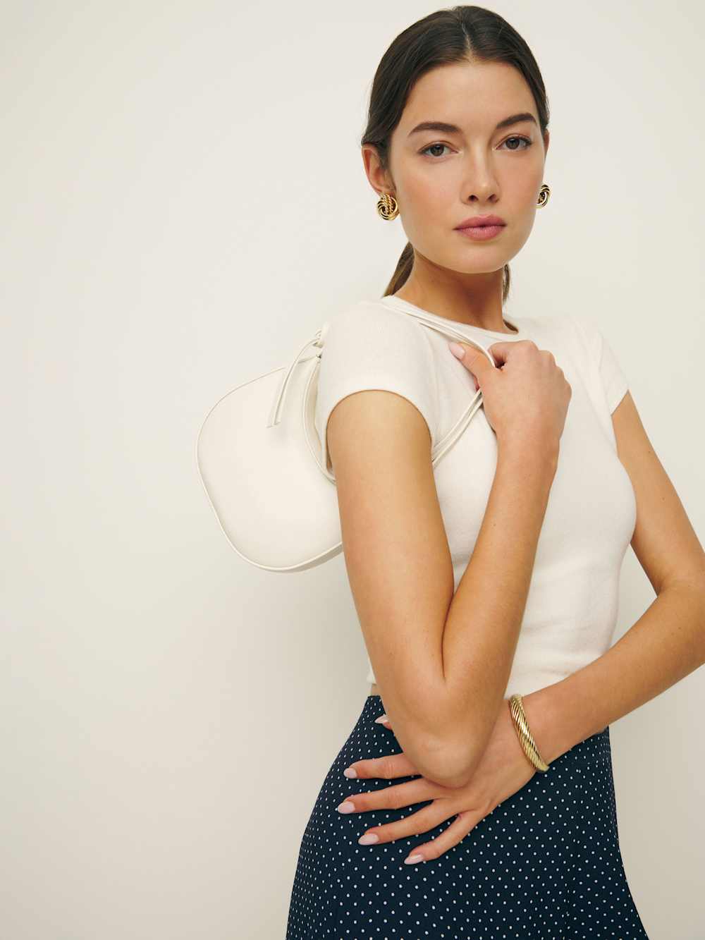 Reformation Mini Rosetta Shoulder Bag - White Leather