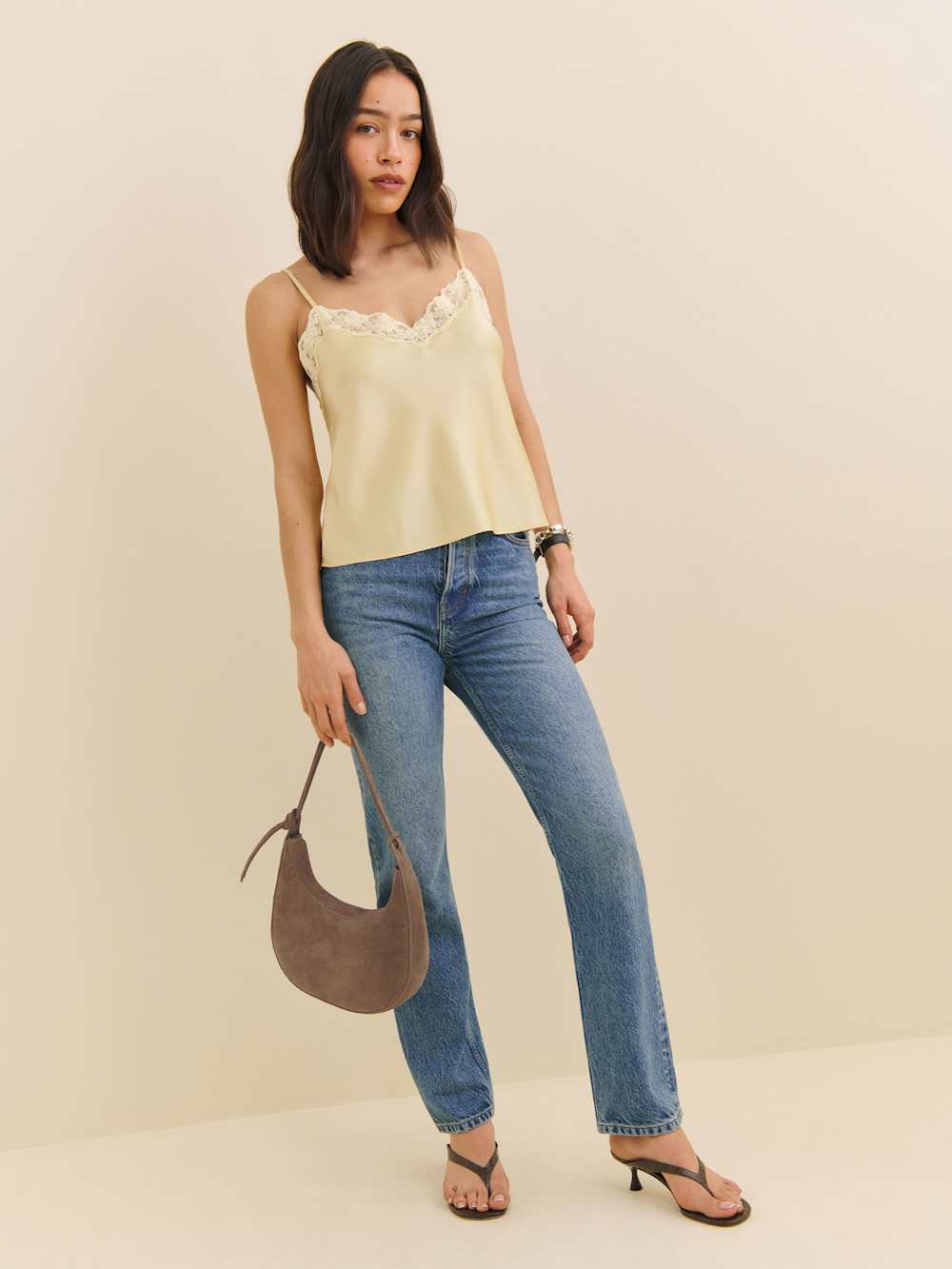 Reformation Medium Rosetta Shoulder Bag - Farro Suede