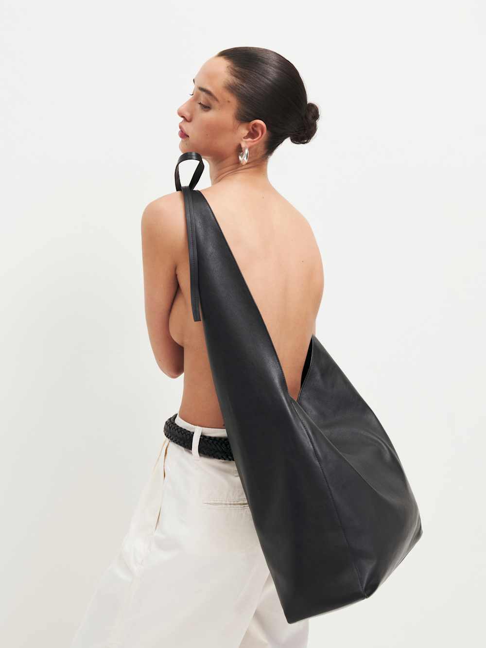 Reformation Oversized Vittoria Tote - Black Leather