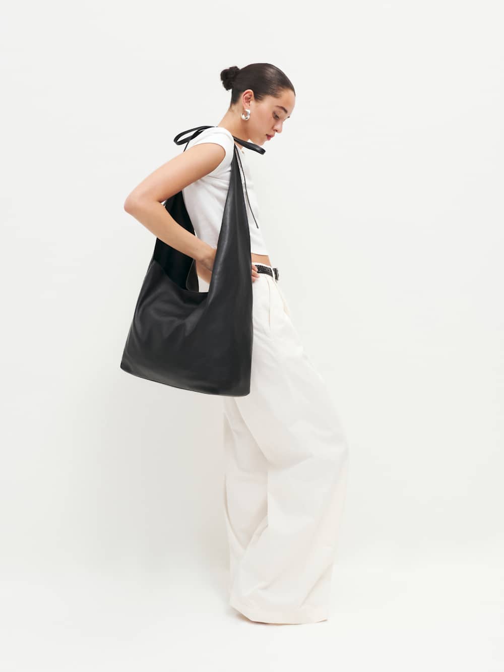 Reformation Oversized Vittoria Tote - Black Leather