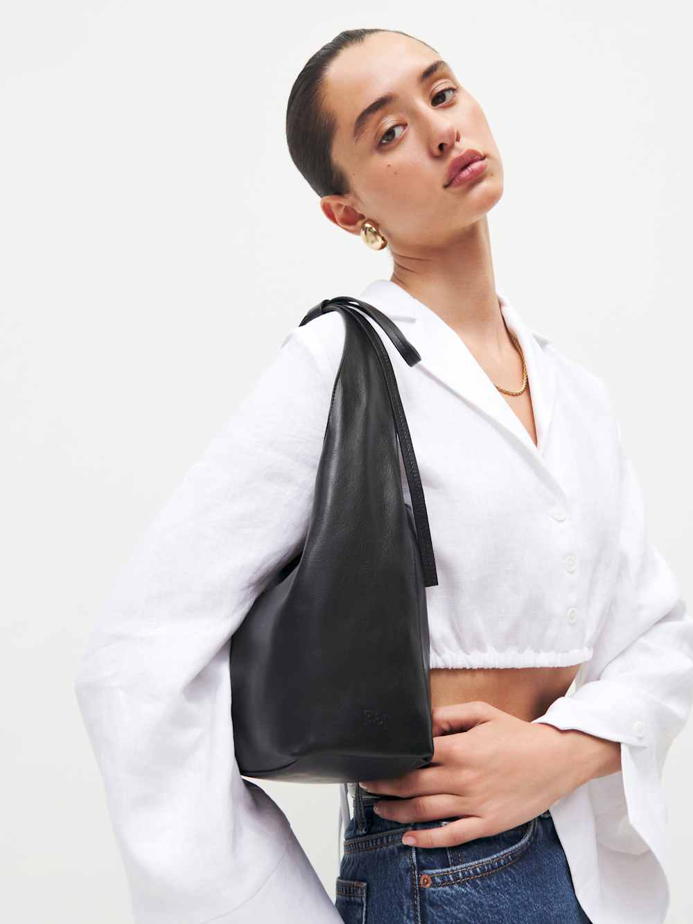 Reformation Small Vittoria Tote - Black Leather