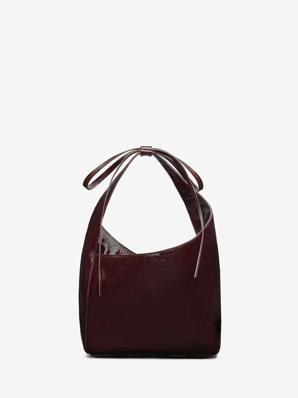 Reformation Small Vittoria Tote - Rum Raisin Crinkle Patent