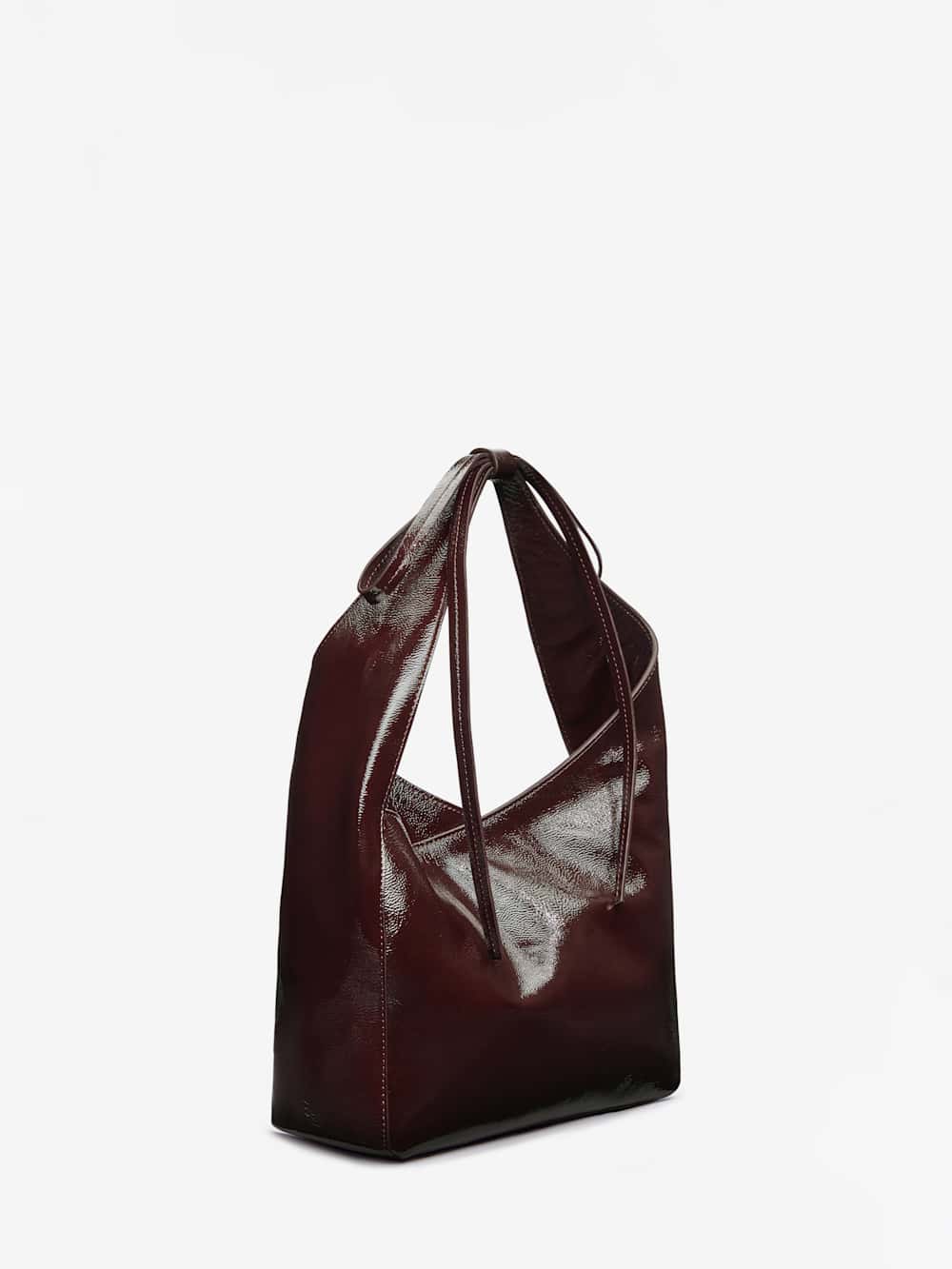 Reformation Small Vittoria Tote - Rum Raisin Crinkle Patent