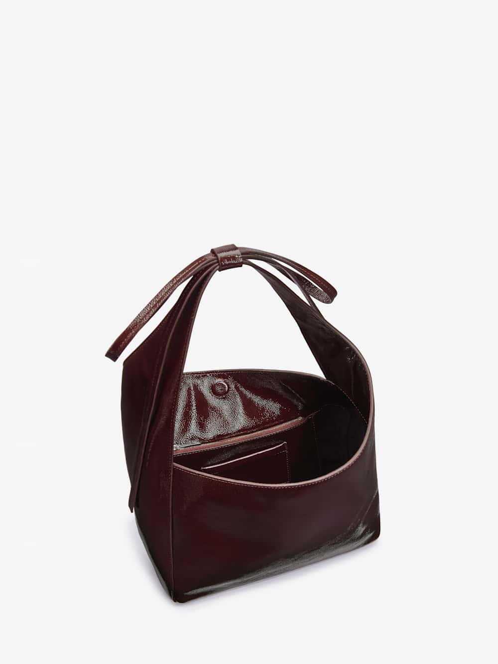 Reformation Small Vittoria Tote - Rum Raisin Crinkle Patent
