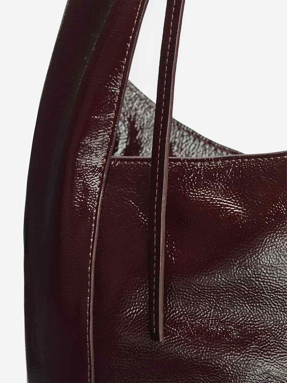 Reformation Small Vittoria Tote - Rum Raisin Crinkle Patent