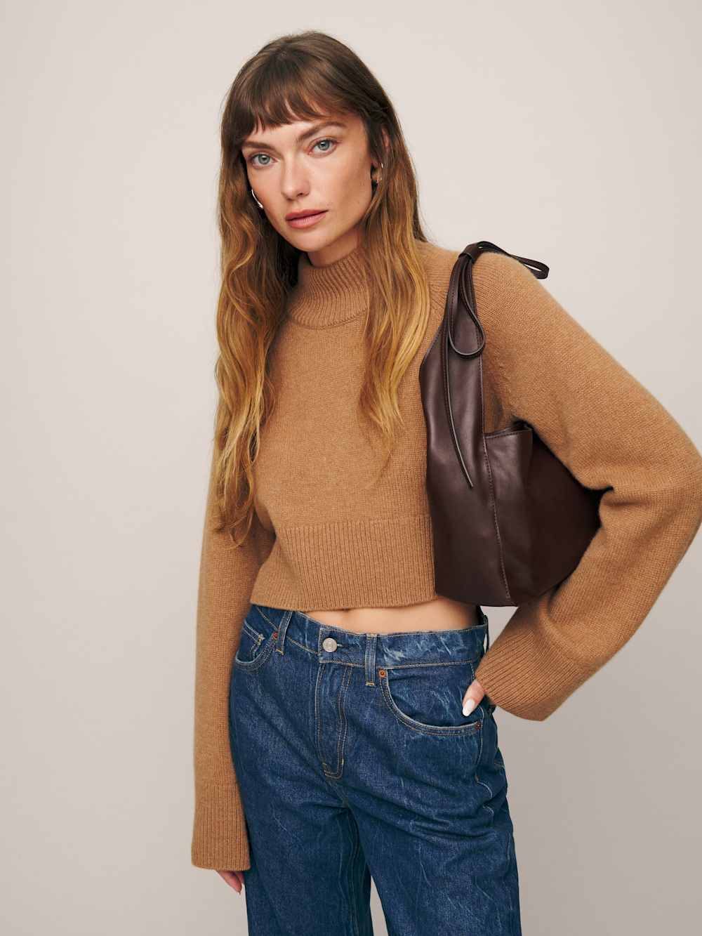Reformation Small Vittoria Tote - Tobacco Leather