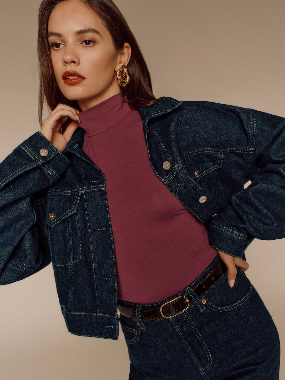 Reformation Jori Cropped Denim Jacket - Ondine