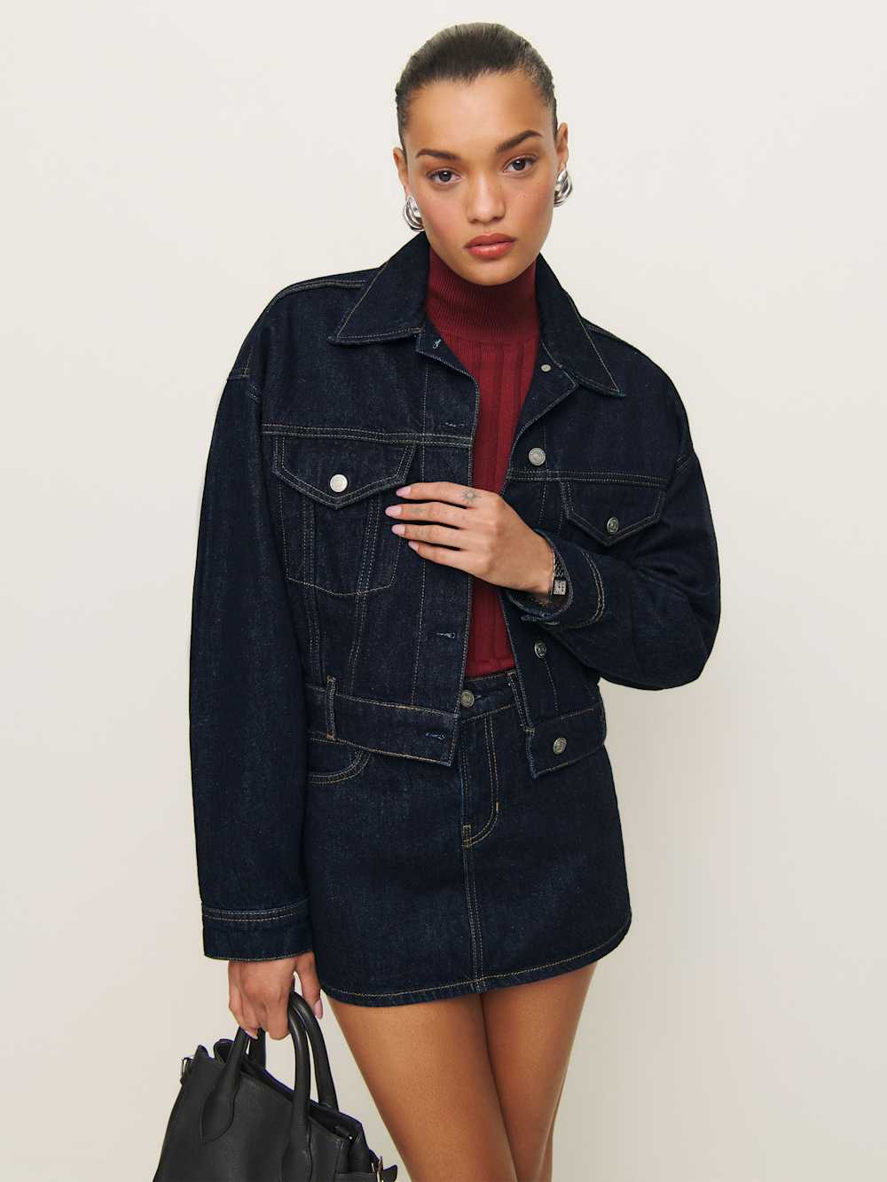 Reformation Jori Cropped Denim Jacket - Ondine