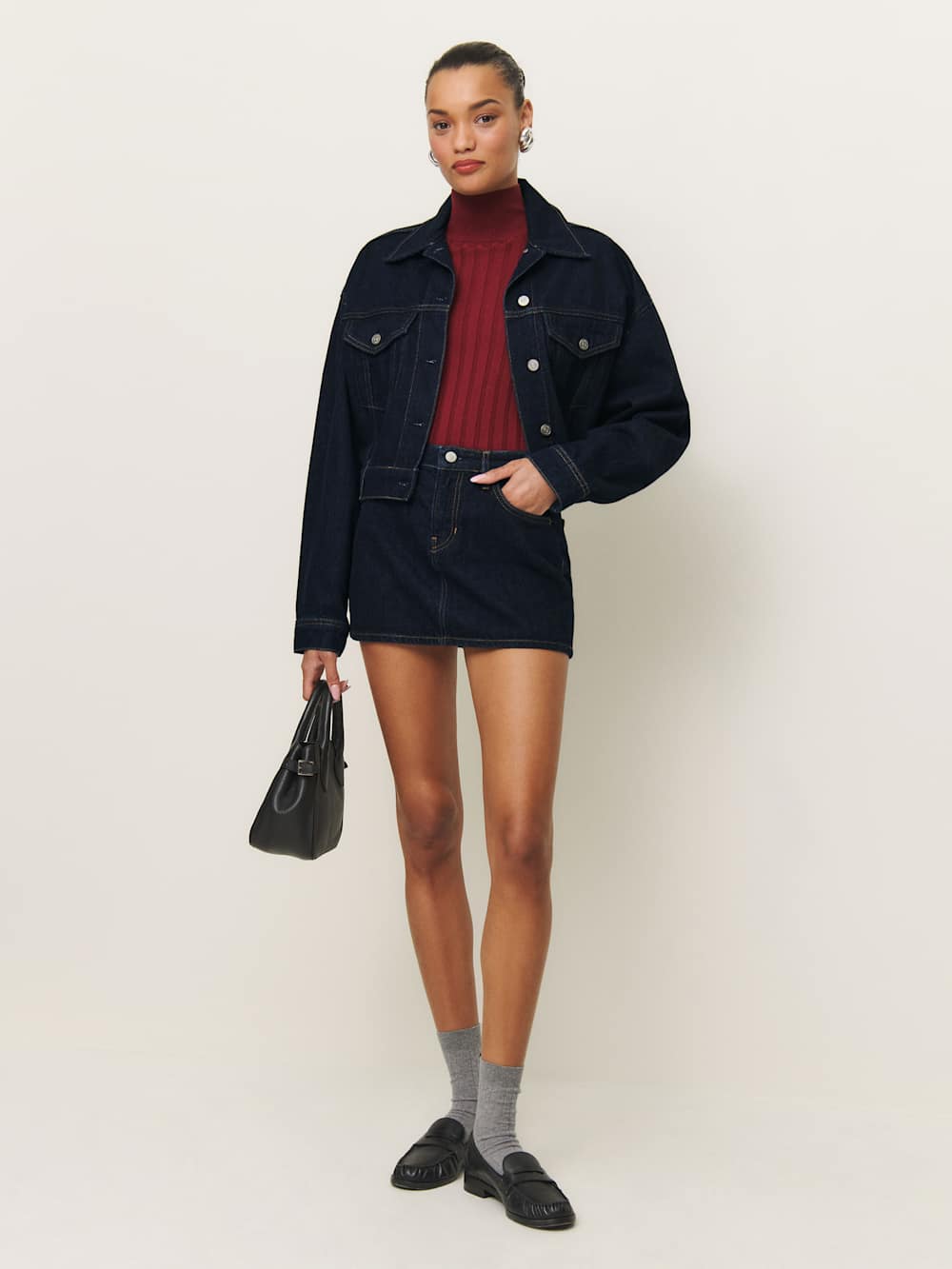 Reformation Jori Cropped Denim Jacket - Ondine